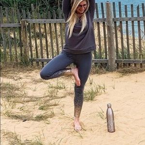 Grey/purple leggings with gold sparkle detail